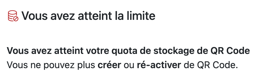 Quota QR Code dépassé