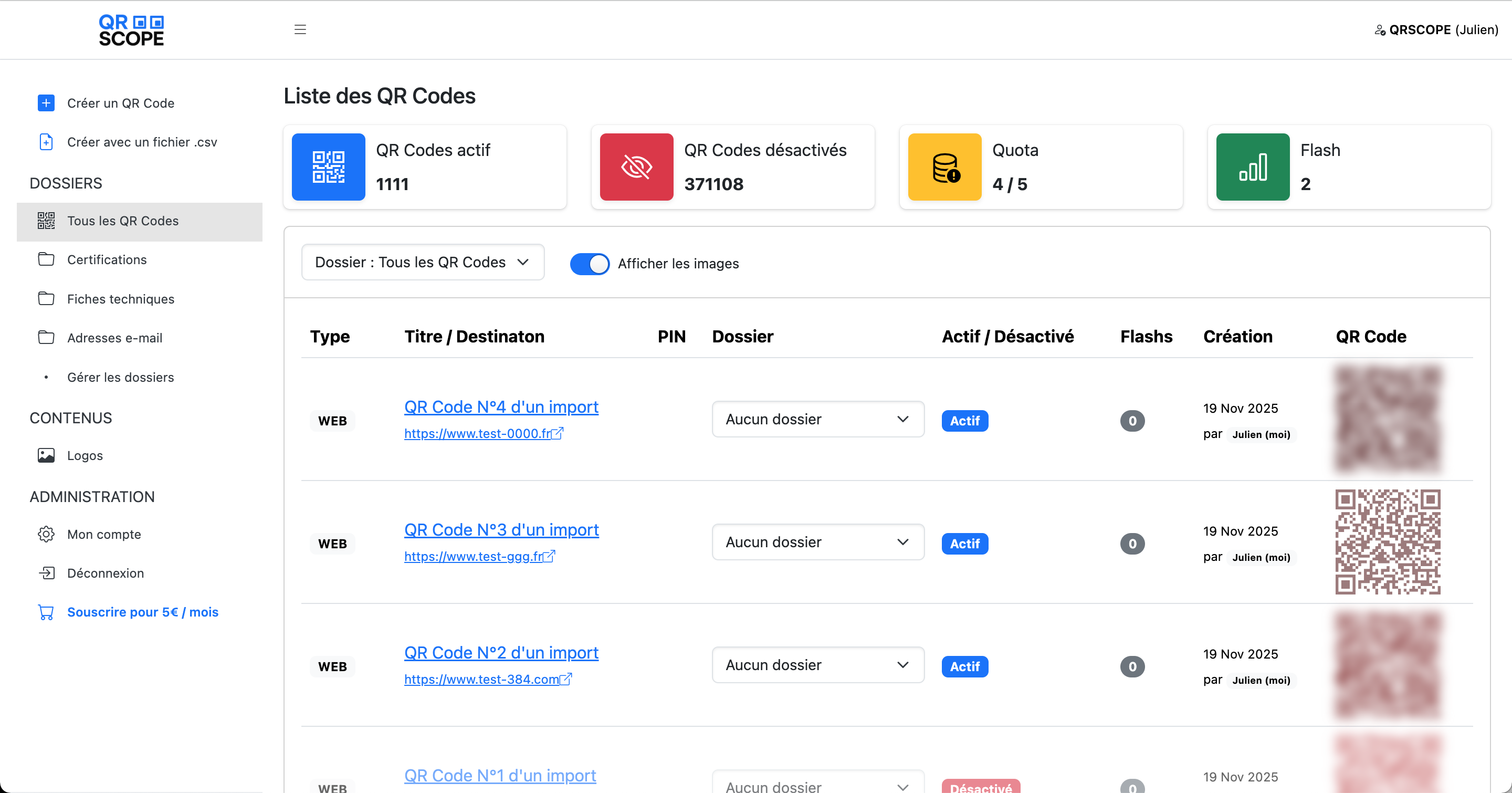 Générateur de QR Codes professionnels